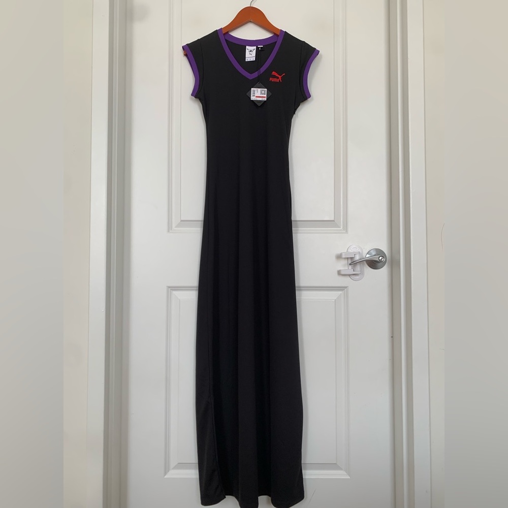 NWT PUMA x DUA LIPA Women Black Maxi Jersey Dress Size S